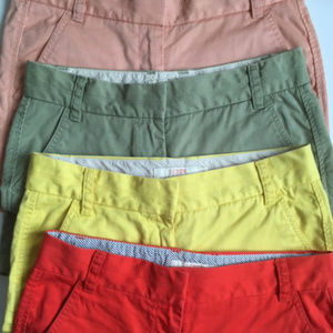 4 x J. Crew Broken in 100% cotton 5" chino shorts